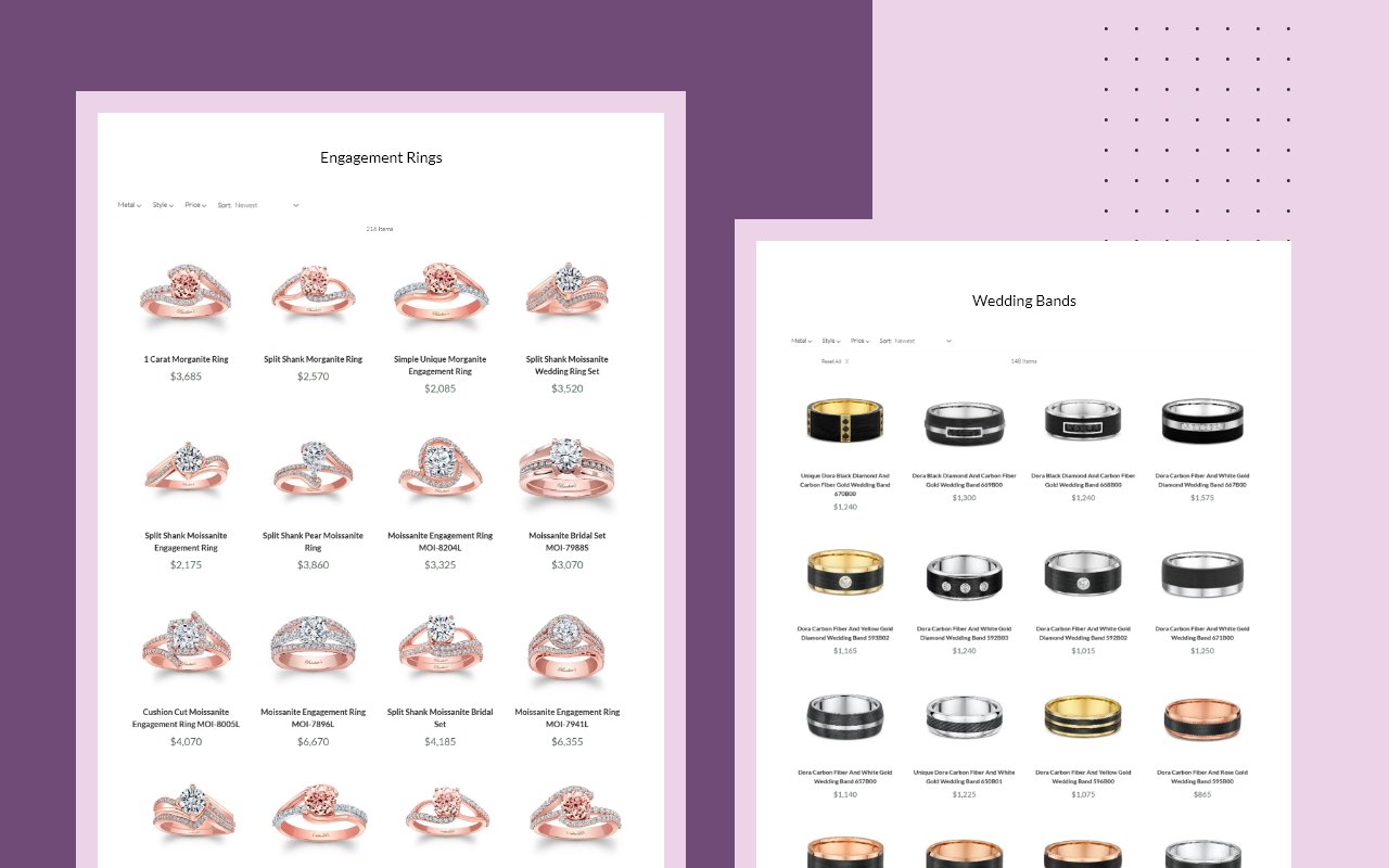 engagement rings website design for a newyork jeweler