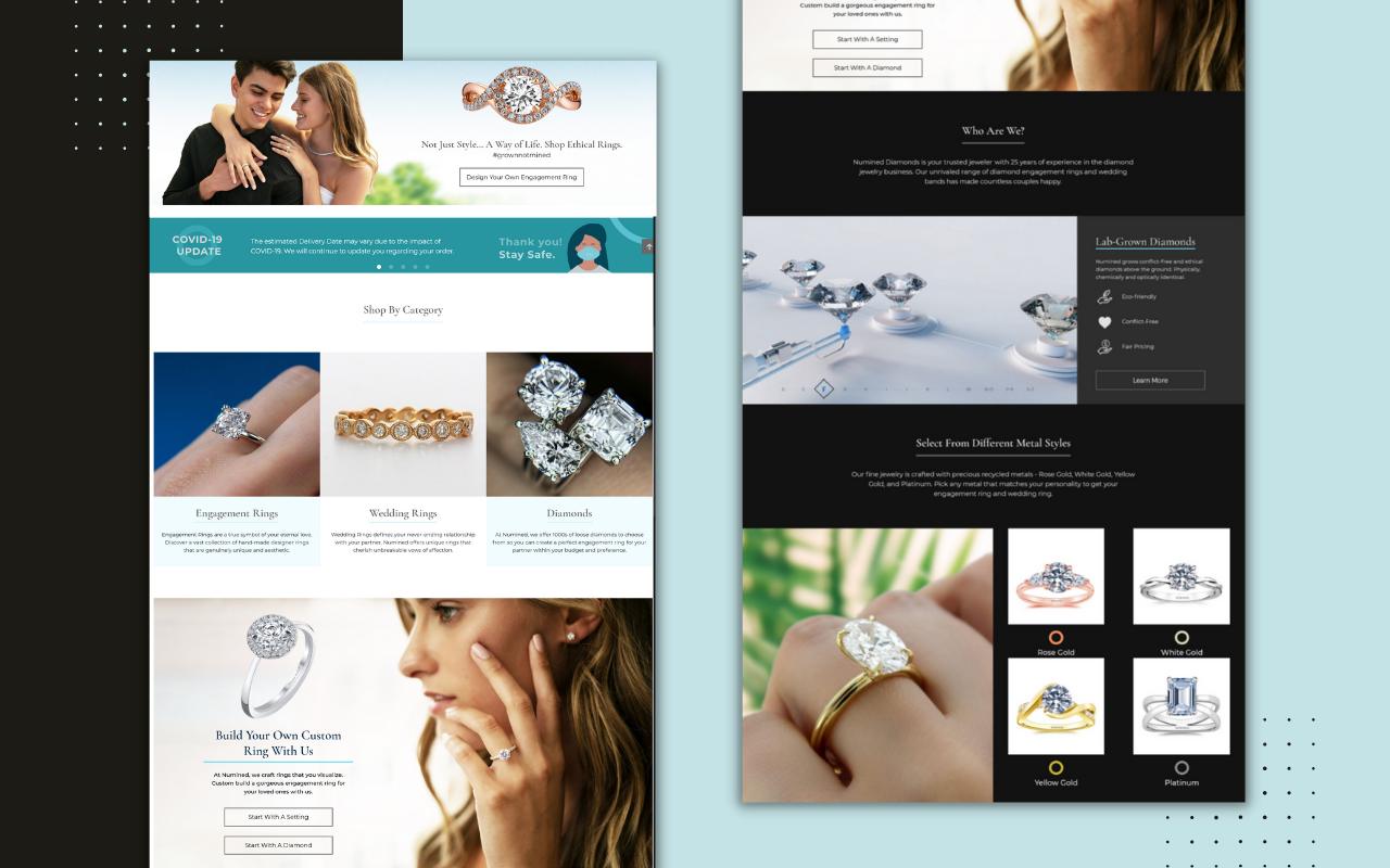 e-commerce website for online jewelry store selling diamonds and engagement rings