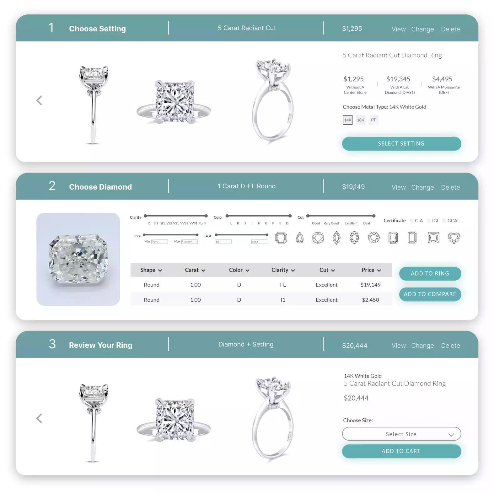 Magento2 Custom Engagement Ring Builder