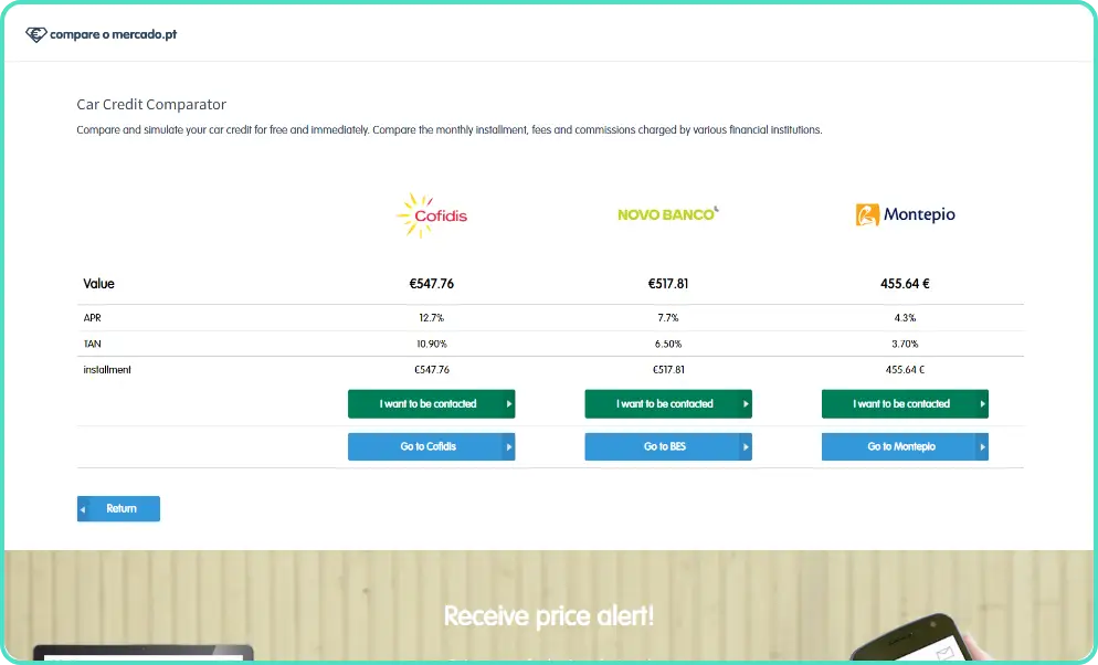 comparison website design