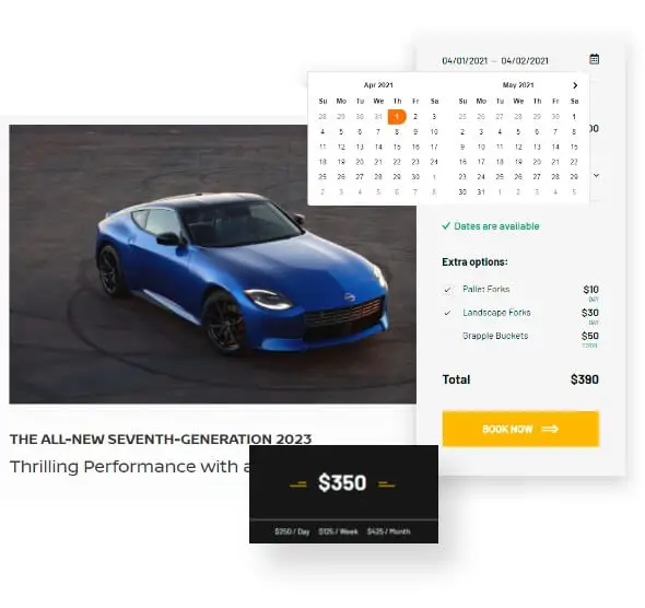 Amazing Booking Calendar for auto service website design