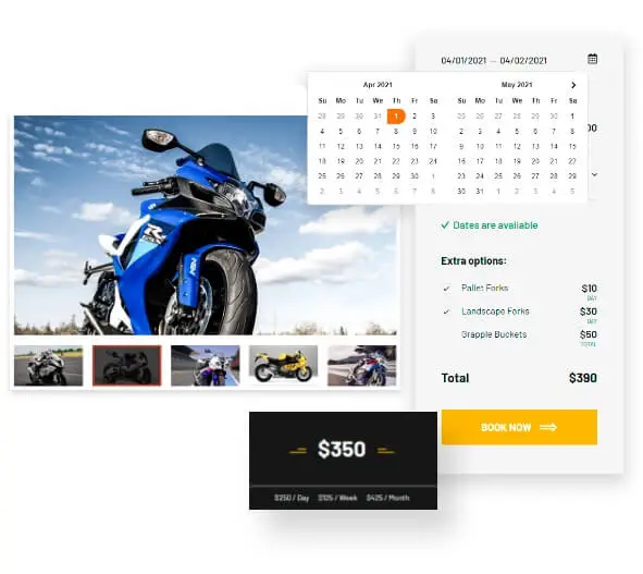 Amazing Booking Calendar for Responsive motorcycle dealers website design