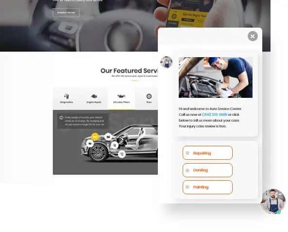 Automated Messages for Car Service Website design