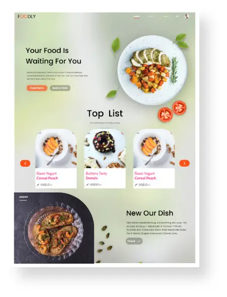 Catering Web Design Image Top List