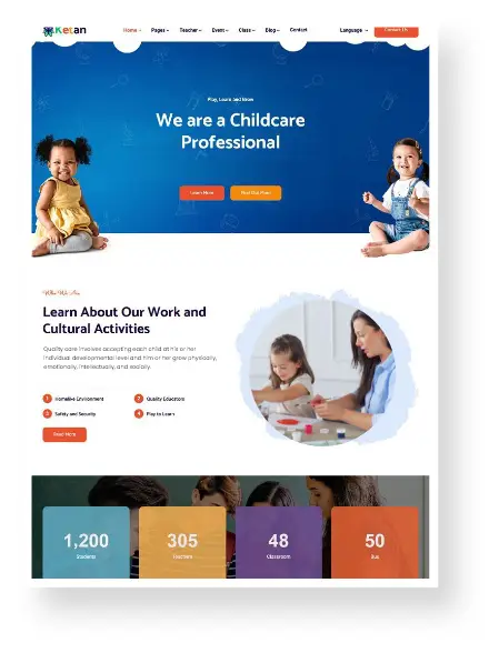 Aesthetic, Child Care Website Design