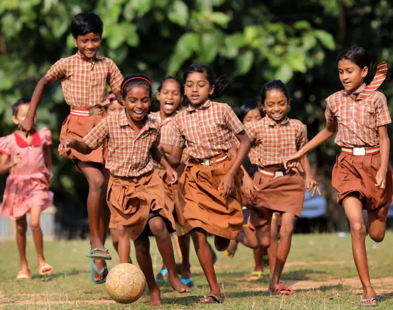Students playing football