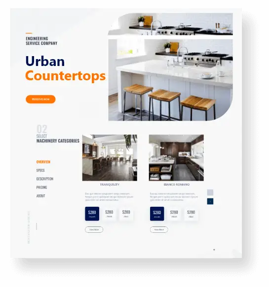 counter top manufacturer web development