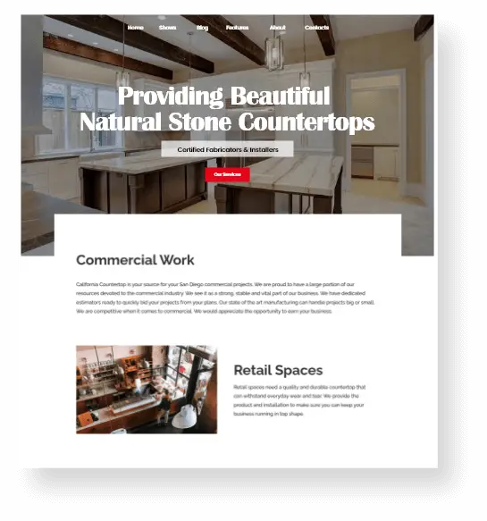 counter top manufacturer website design and development 