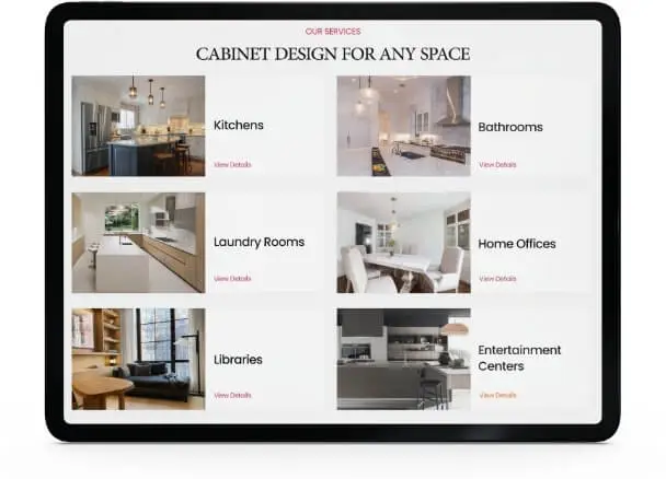 intuitive service column for cabinet manufacturers website design