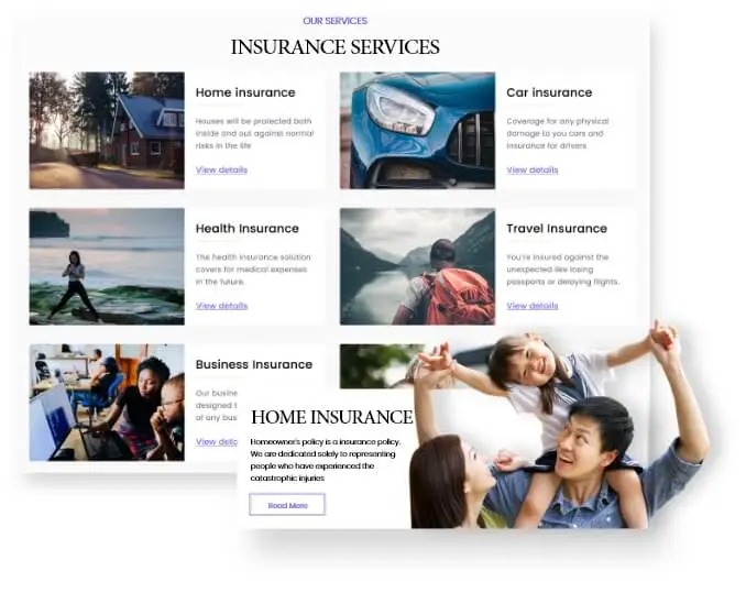 Easily Accessible  Menus in Financial Insurance web design