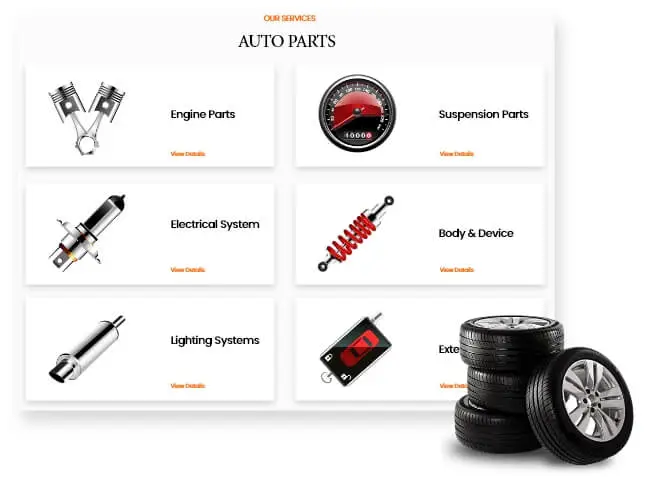 distinctive service column for Auto Parts Website