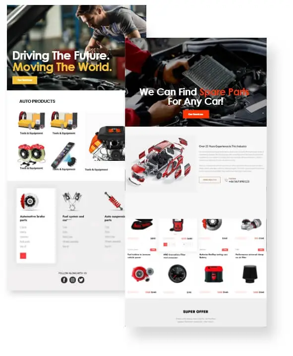 customer service section for Auto Parts Website Design