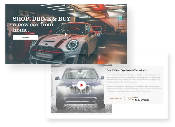 Engaging Video Backgrounds for auto service website 