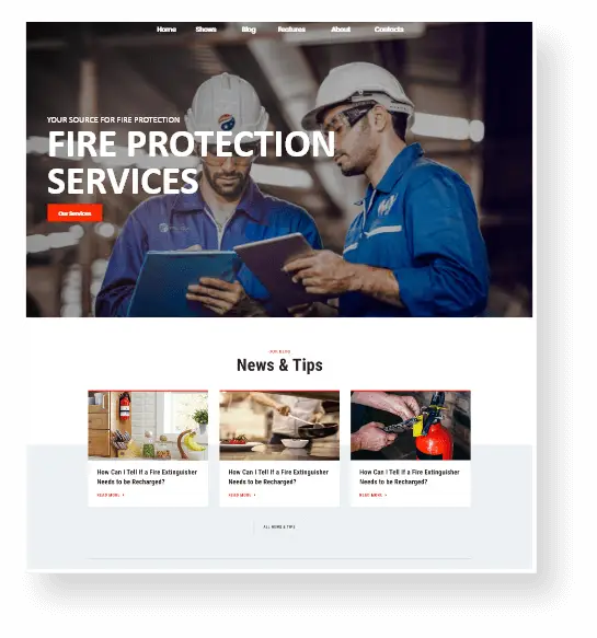 cms management for fire protection website design