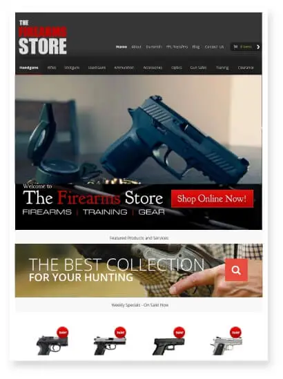 gun stores website design 