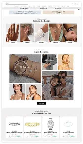 Ecommerce design for Jewelry Website
