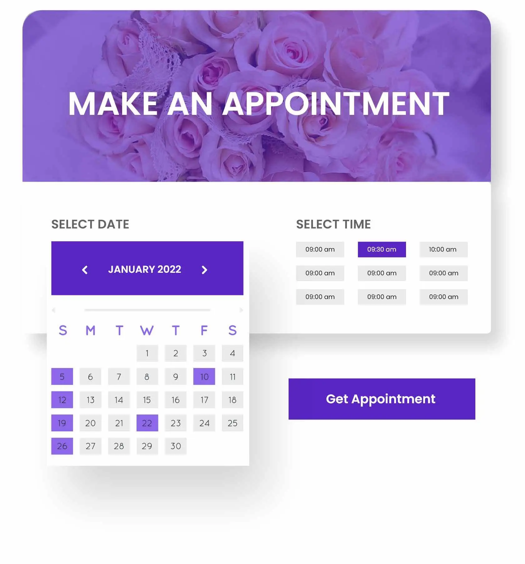 Appointment Booking For Event Planner Website