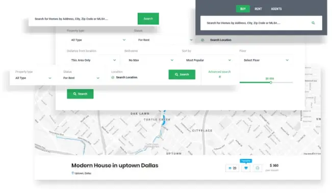 Modern Search System With Multi-Select Options Realtors Website