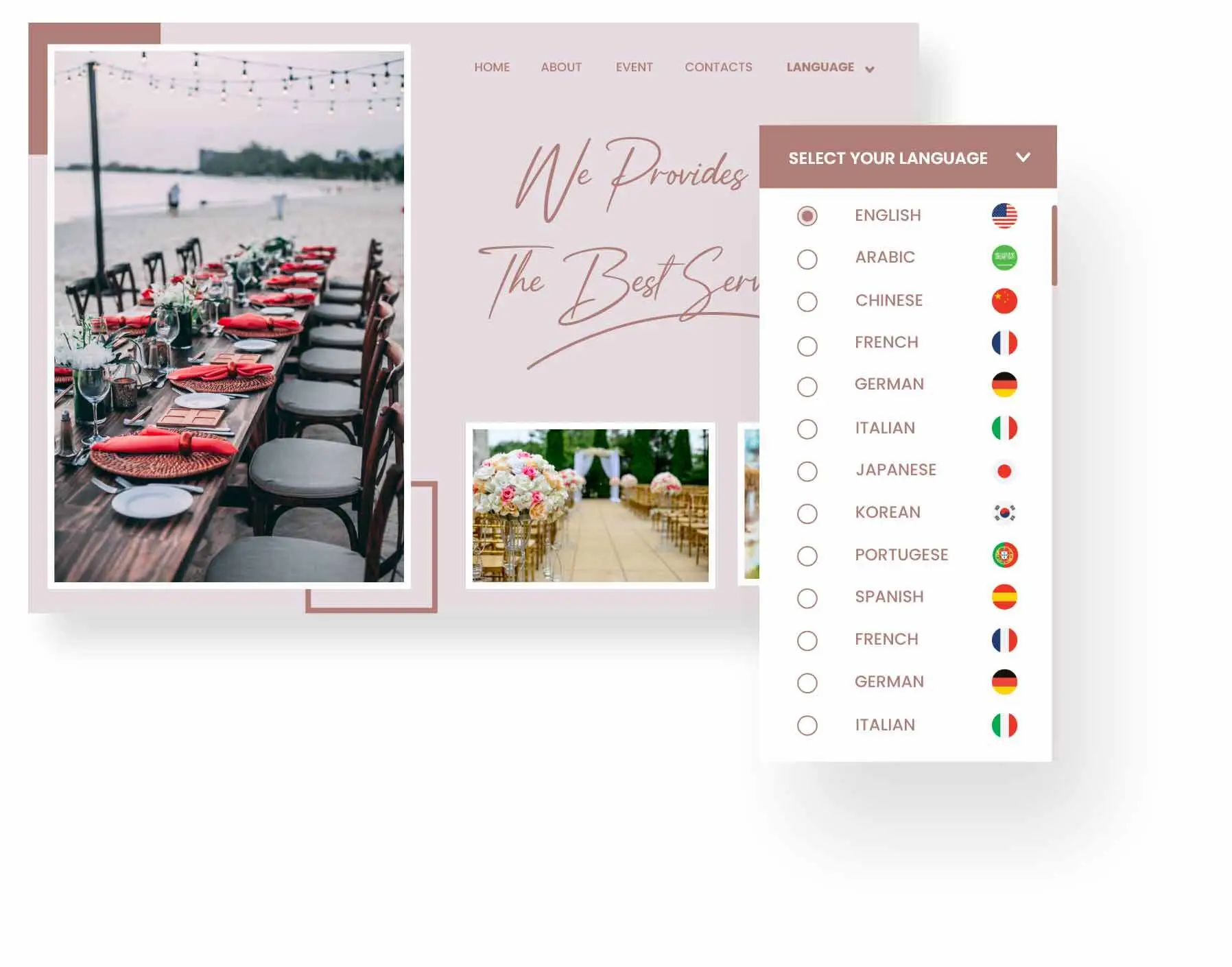 Multi Lingual Support For Event Planner Website