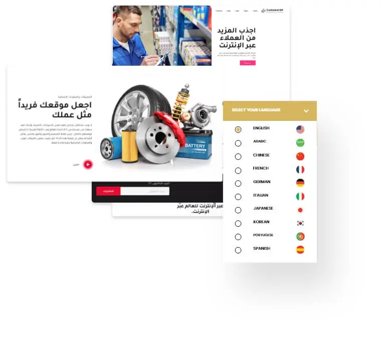 Multi Language support bot for Auto Parts Website Design