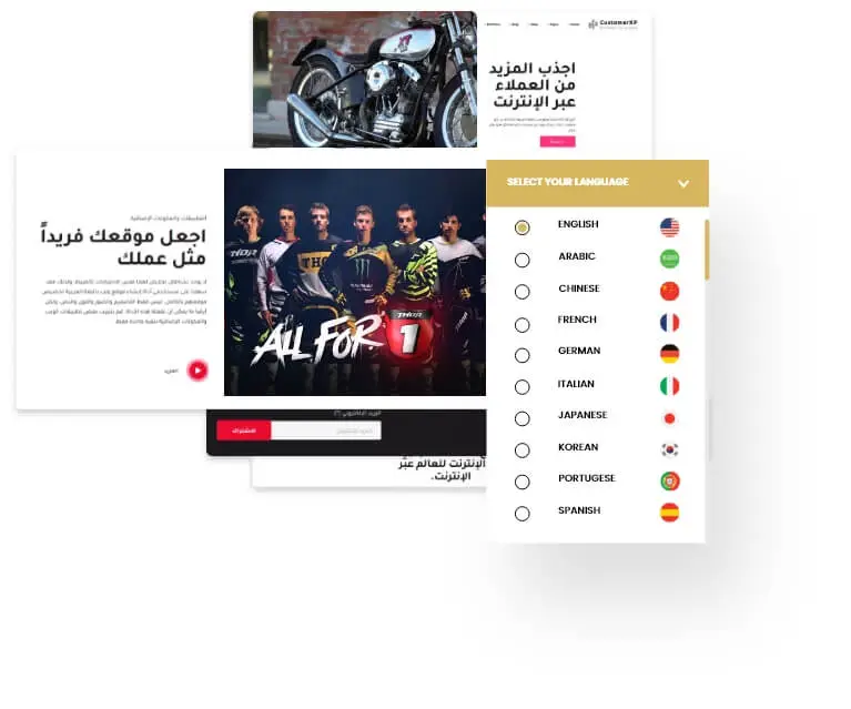 Multilanguage Support for Responsive motorcycle dealers website