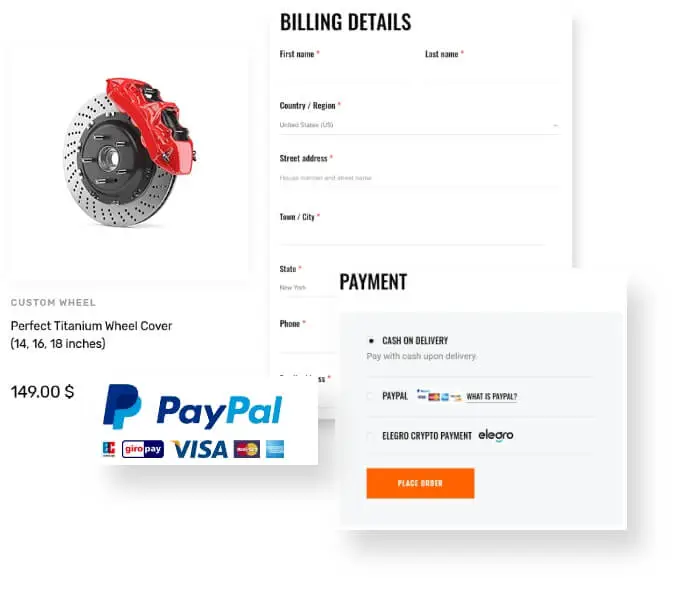 Optimized Online Payment for Auto Parts Website Design