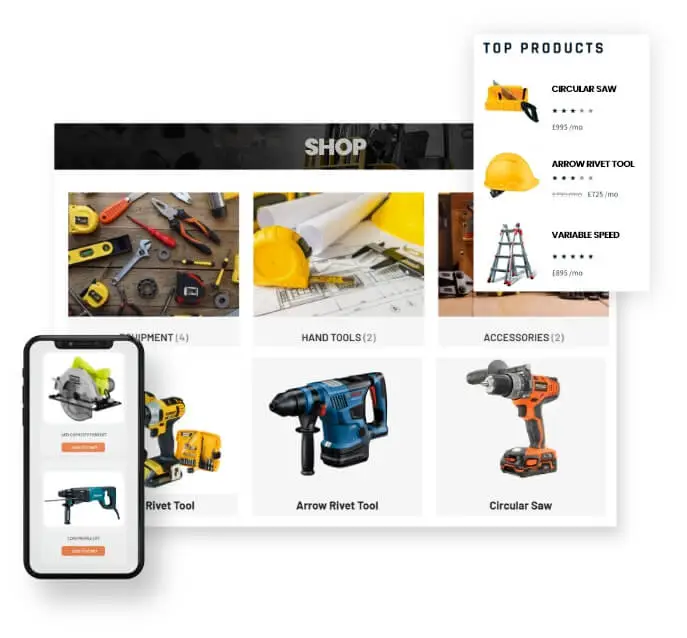 Powerful Online Shop in heavy equioment website development