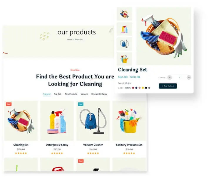 Product Pages For Janitors Website