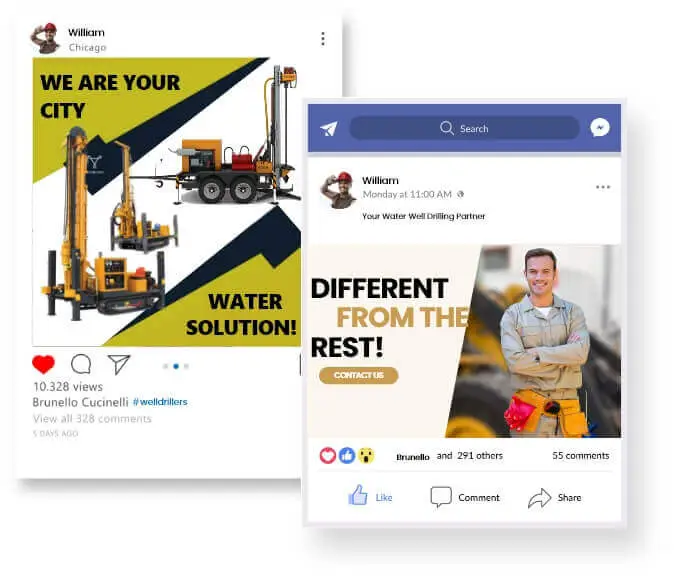 Social Media Marketing for well drilling website design