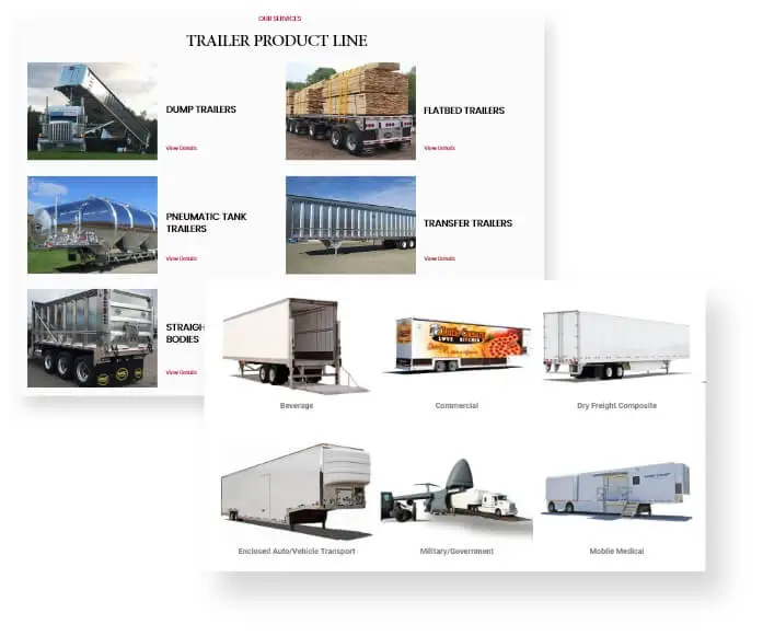 logistic services page for truck company website