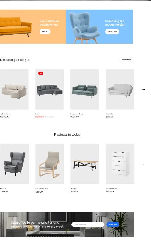 Couch Furniture website eCommerce  design
