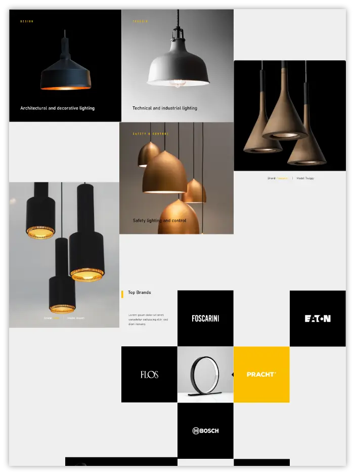 interior lighting website eCommerce design