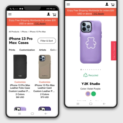 Mobile phone back cover e-commerce website