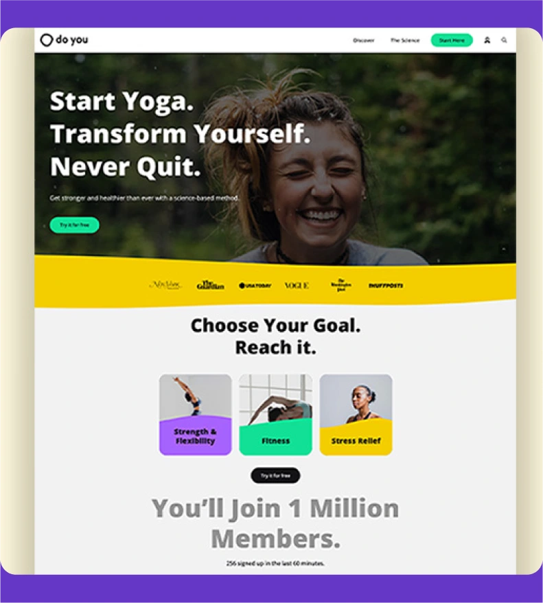 Branding Yoga site banner mobile