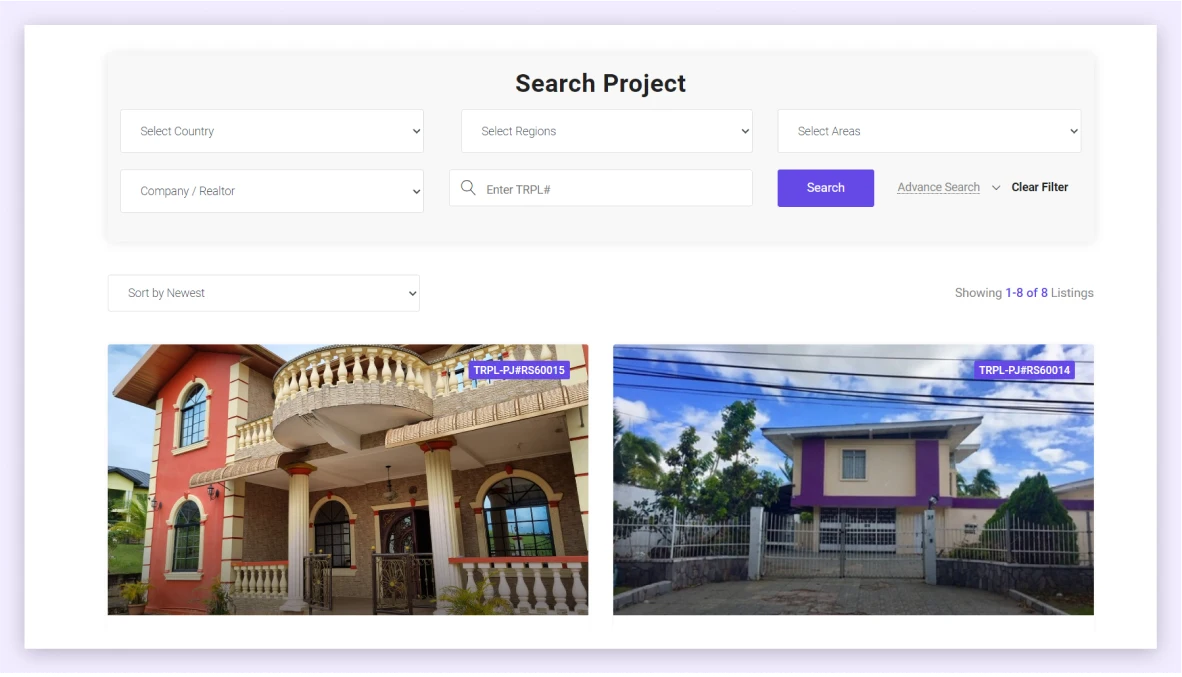 Navigating real-estate Project Search