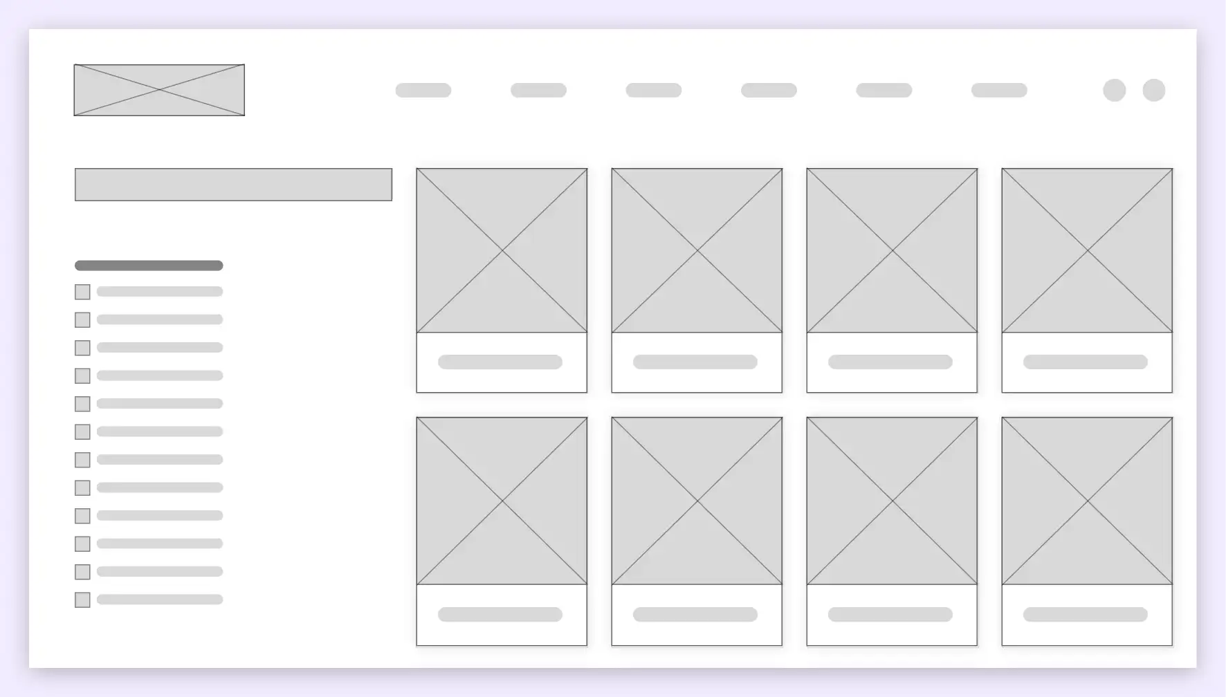 Wireframes skelton product listing