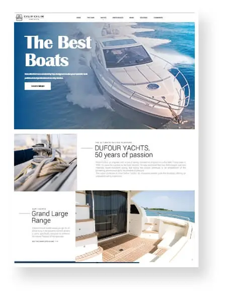 yacht website design dufour