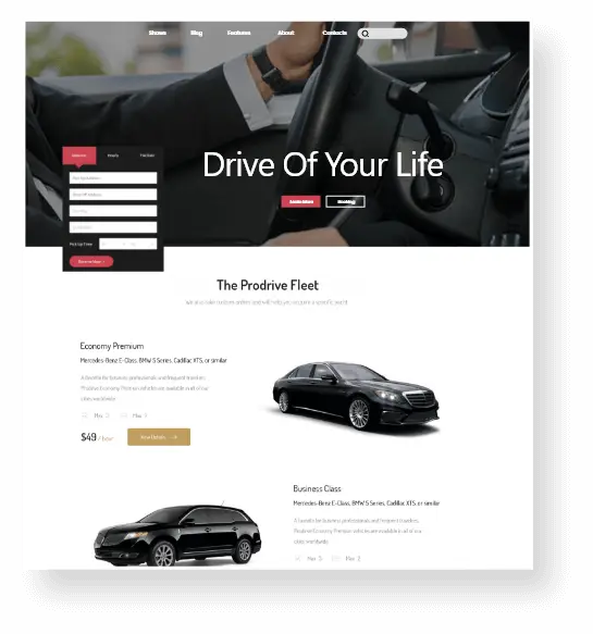 Car rental website design