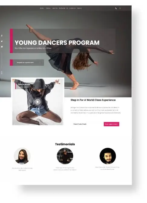 Dance Studio  Website Design