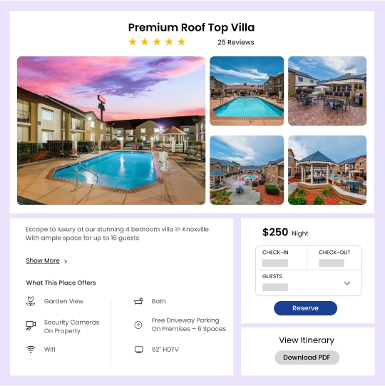 travel  UI  page software development agency