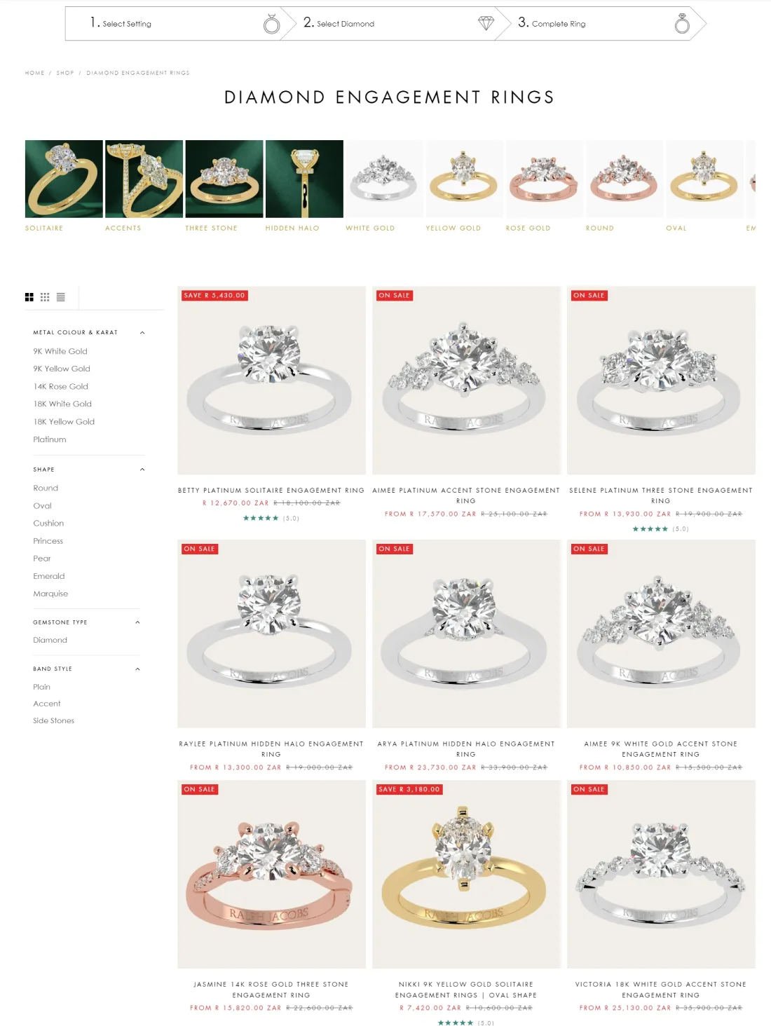Jewelry Website UI Process