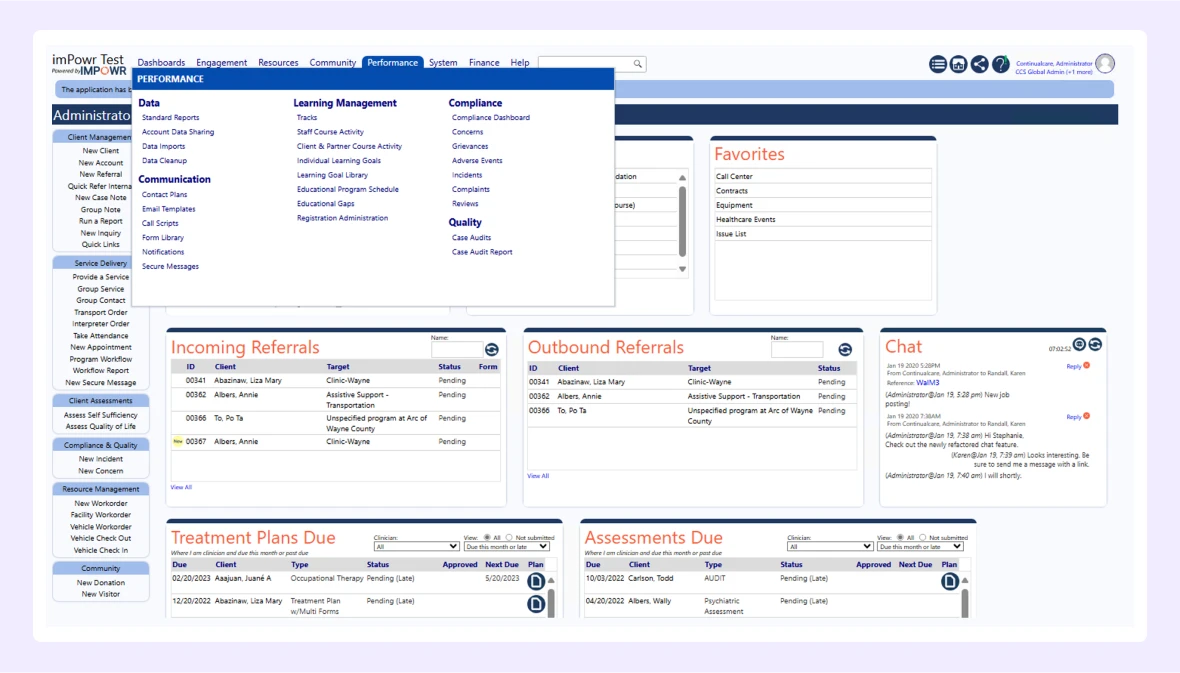 Legacy Healthcare App Performance Page Design