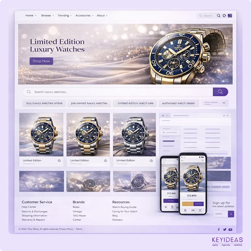 SEO optimized watch ecommerce website architecture