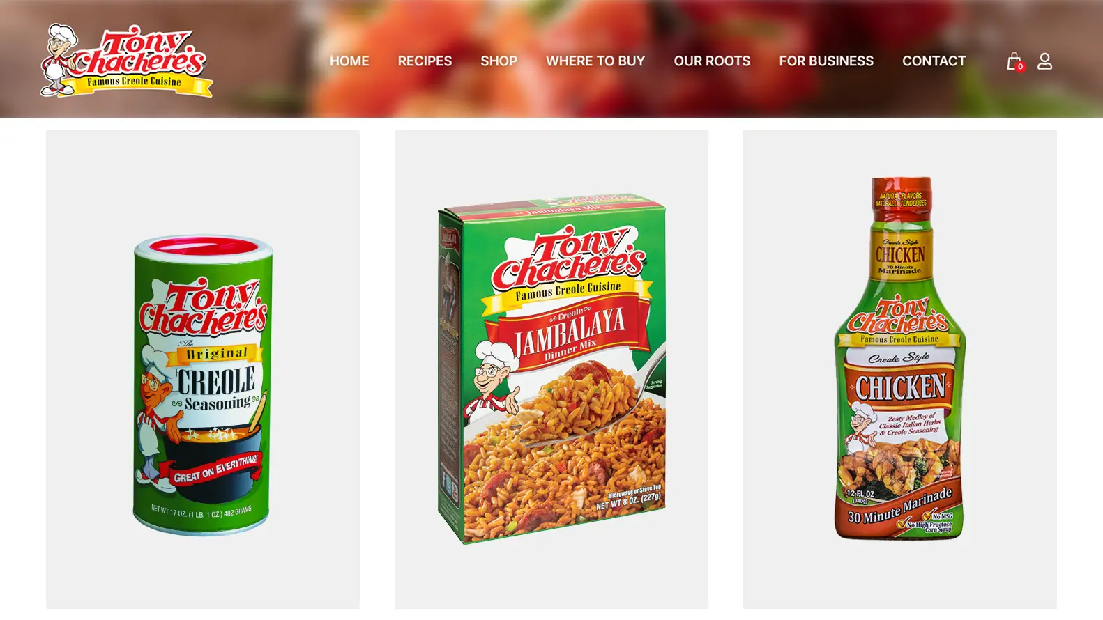 Tony chachere website redesign