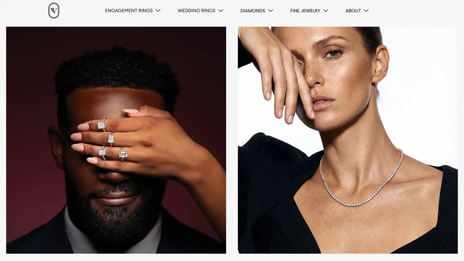 DTC Diamond Jewelry Website with Ring and Pendant Builder