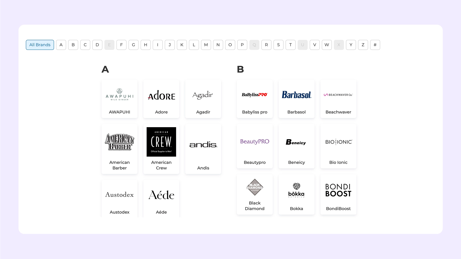 SSS Hair Wella Professionals brand hub on Shopify showing trade buyer filter toggle excluding consumer bundles