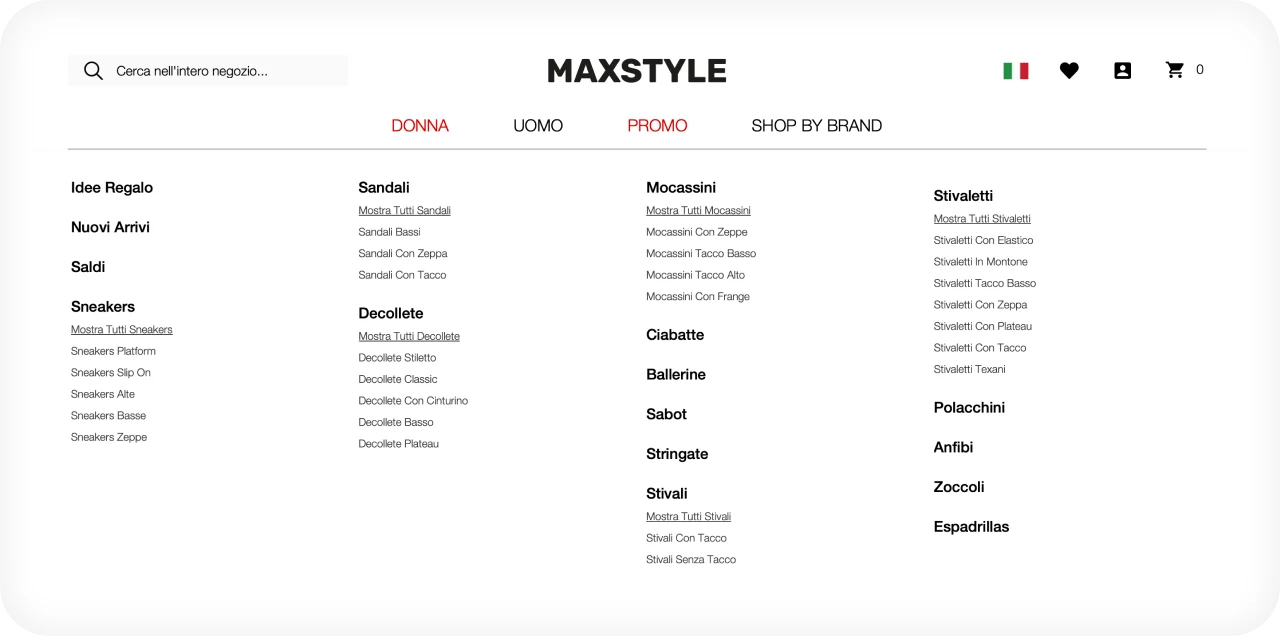 Custom eCommerce website design and development for branded shoe store using Magento