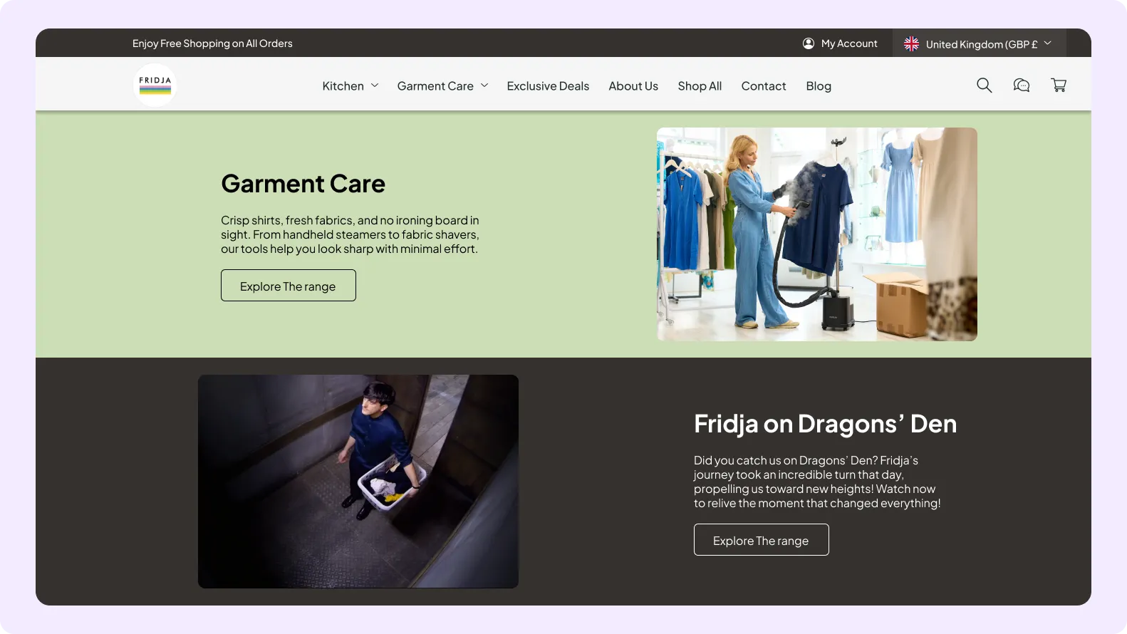 Ecommerce website design home equipment