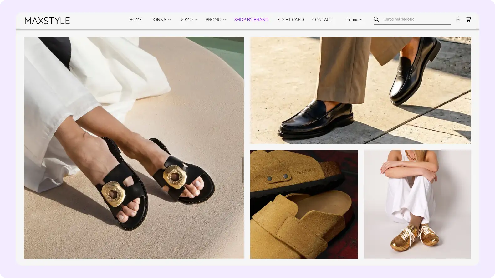 Maxstyle fashion shoe eCommerce website homepage design for men and women footwear store