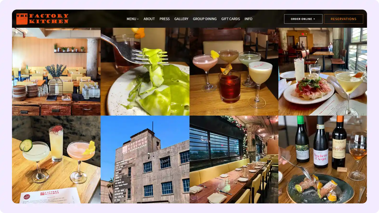 Fine Dining Restaurant Website Design